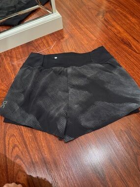 On Running Women's Black Patterned Athletic Shorts